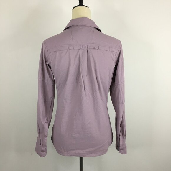 REI Co-op Purple/Gray Mesh Insert Sleeve Tabs Vented Back Button Shirt - Picture 11 of 14